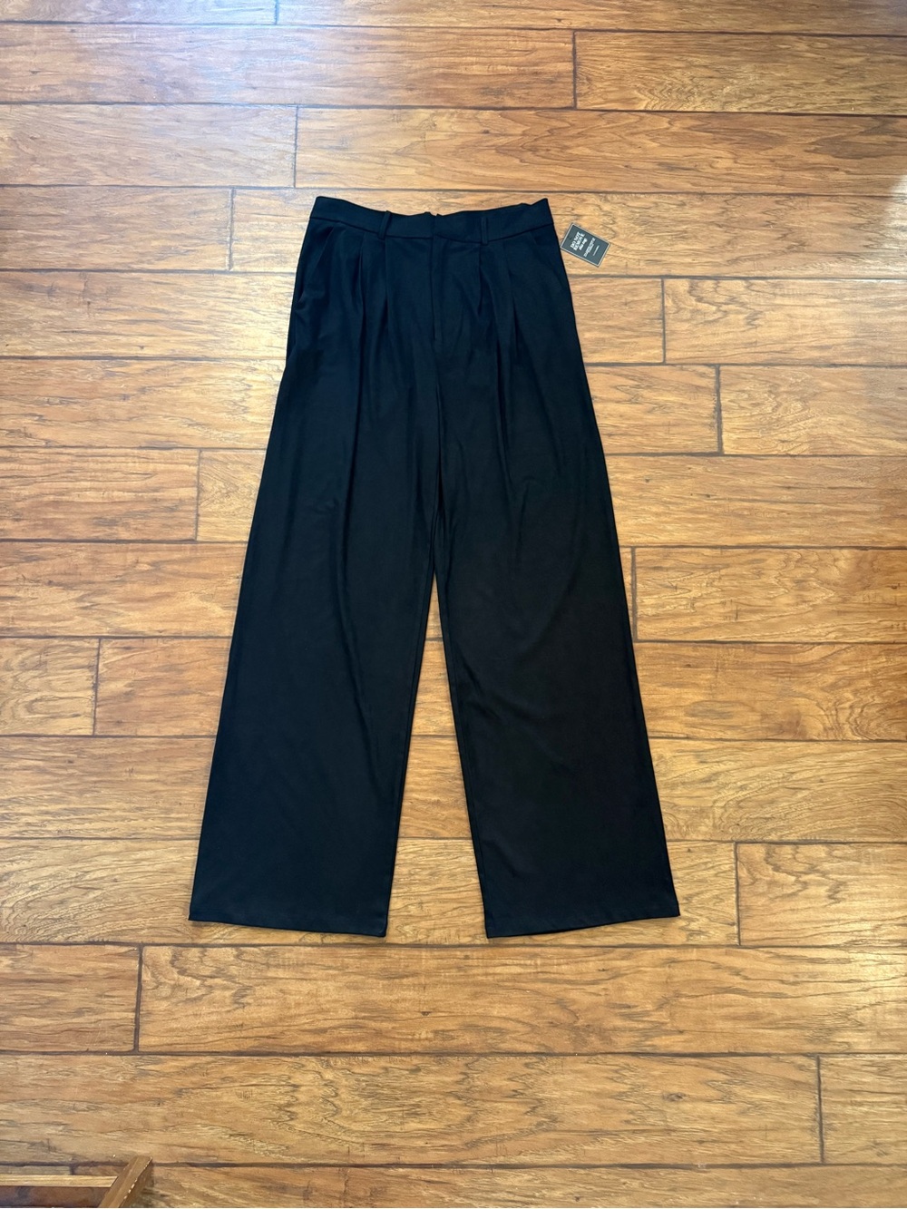JLUXLABEL NWT Womens Black Pleated Wide Leg Dress Pants Size L Polyester Spandex